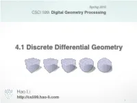 4.1 Discrete Differential Geometry
