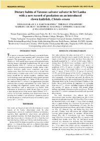 Dietary Habits of Varanus Salvator Salvator in Sri Lanka with a New Record of Predation on an Introduced Clown Knifefish,Chitala Ornata