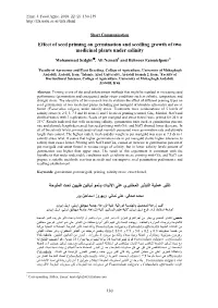 Effect of Seed Priming on Germination and Seedling Growth of Two Medicinal Plants Under Salinity