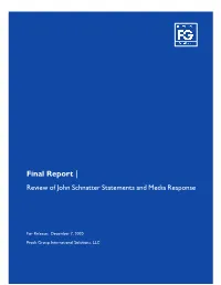 Final Report | Review of John Schnatter Statements and Media Response