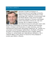 GIANCARLO CORSETTI Giancarlo Corsetti Is Professor Of