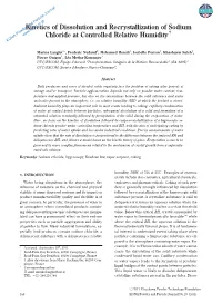 Kinetics of Dissolution and Recrystallization of Sodium Chloride at Controlled Relative Humidity†