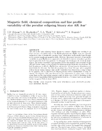 Magnetic Field, Chemical Composition and Line Profile Variability of The
