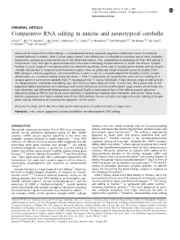 Comparative RNA Editing in Autistic and Neurotypical Cerebella