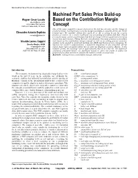 Machined Part Sales Price Build-Up Based on the Contribution Margin Concept