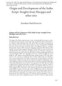 Origin and Development of the Indus Script: Insights from Harappa and Other Sites, In: Lashari, K