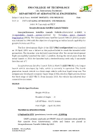 SNS COLLEGE of TECHNOLOGY (An Autonomous Institution) DEPARTMENT of AERONAUTICAL ENGINEERING Subject Code & Name: 16AE407 ROCKETS and MISSILES Date