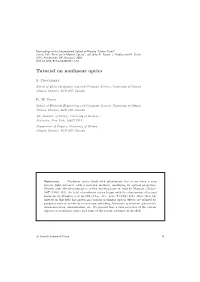 Tutorial on Nonlinear Optics