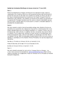 Update by Caledonian Macbrayne to Issues Raised on 17 June 2019