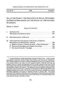 The Influence of Social Networks on Dispute Processing (A Case Study of a Developing Economy)