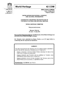 World Heritage 42 COM WHC/18/42.COM/8A Paris, 14 May 2018 Original: English
