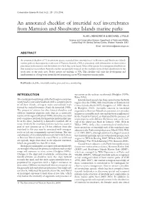 An Annotated Checklist of Intertidal Reef Invertebrates from Marmion and Shoalwater Islands Marine Parks