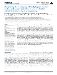 Deciphering the Molecular Profile of Plaques, Memory Decline And