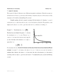 Mathematics for Economics Anthony Tay 7. Limits of a Function The