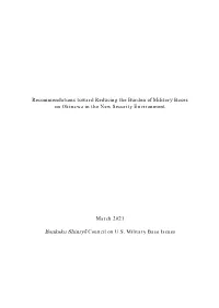 Recommendations Toward Reducing the Burden of Military Bases on Okinawa in the New Security Environment