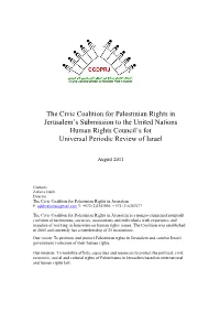 The Civic Coalition for Palestinian Rights in Jerusalem's Submission