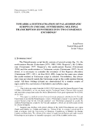 Towards a Systematisation of Palaeohispanic Scripts in Unicode: Synthesising Multiple Transcription Hypotheses Into Two Consensus Encodings*