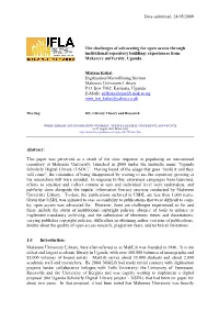 24/05/2009 the Challenges of Advocating for Open Access