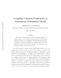 Coupling Constant Unification in Extensions of Standard Model