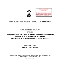 Master Plan for Dealing with Fire, Subsidence and Rehabilitation in the Leasehold of Bccl
