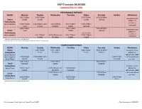 SAST Timetable 2019/2020 Updated March 2020