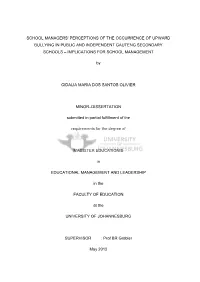 School Managers' Perceptions of the Occurrence of Upward Bullying In