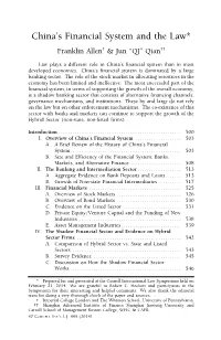 China's Financial System and the Law*