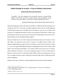Global Strategy for Growth: a Case of Ranbaxy Laboratories
