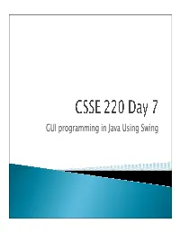 GUI Programming in Java Using Swing  Junit Testing Exercise Is Due Now