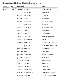 Lowertown Historic District Property List