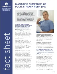 Managing Symptoms of Polycythemia Vera (Pv)