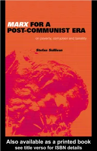 Marx for a Postcommunist Era: on Poverty, Corruption, and Banality Does Not Doomsay