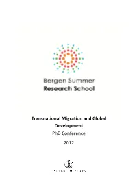 Transnational Migration and Global Development Phd Conference 2012