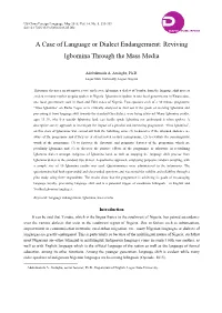 A Case of Language Or Dialect Endangerment: Reviving Igbomina Through the Mass Media