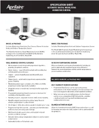 Specification Sheet Automatic Digital Modulating Humidifier Control