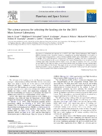 The Science Process for Selecting the Landing Site for the 2011 Mars Science Laboratory