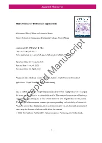 Accepted Manuscript Multi-Omics for Biomedical Applications