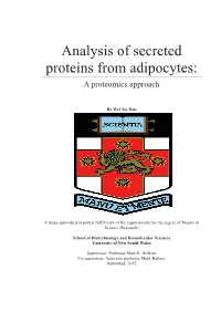 Analysis of Secreted Proteins from Adipocytes: a Proteomics Approach