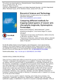 Comparing Different Methods for Trapping Mated Queens of Weaver