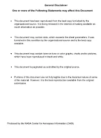 General Disclaimer One Or More of the Following Statements May Affect