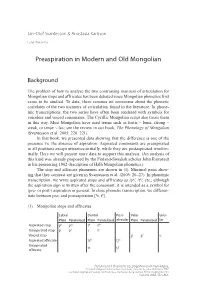 Preaspiration in Modern and Old Mongolian
