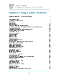 Programs of Study/Course Descriptions