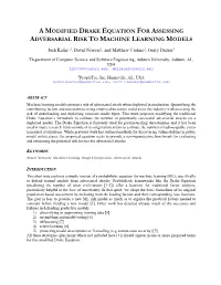A Modified Drake Equation for Assessing Adversarial Risk to Machine Learning Models