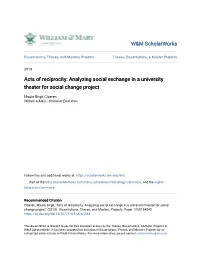 Acts of Reciprocity: Analyzing Social Exchange in a University Theater for Social Change Project