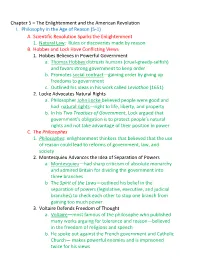 Chapter 5 – the Enlightenment and the American Revolution I. Philosophy in the Age of Reason (5-1) A