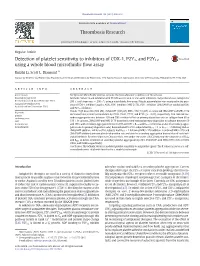 Detection of Platelet Sensitivity to Inhibitors of COX-1, P2Y1, and P2Y12 Using a Whole Blood Microﬂuidic ﬂow Assay