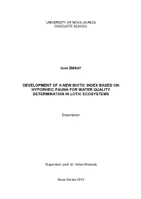 Development of a New Biotic Index Based on Hyporheic Fauna for Water Quality Determination in Lotic Ecosystems