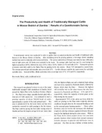 The Productivity and Health of Traditionally Managed Cattle in Monze District of Zambia: Results of a Questionnaire Survey