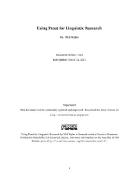Using Praat for Linguistic Research