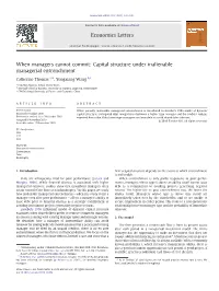 Capital Structure Under Inalienable Managerial Entrenchment